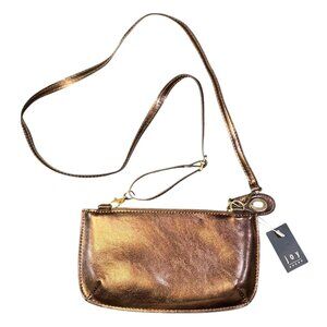 NWT Joy Susan Liquid Metal Copper Mini Crossbody Wristlet Purse 9"x4.5" Stylish